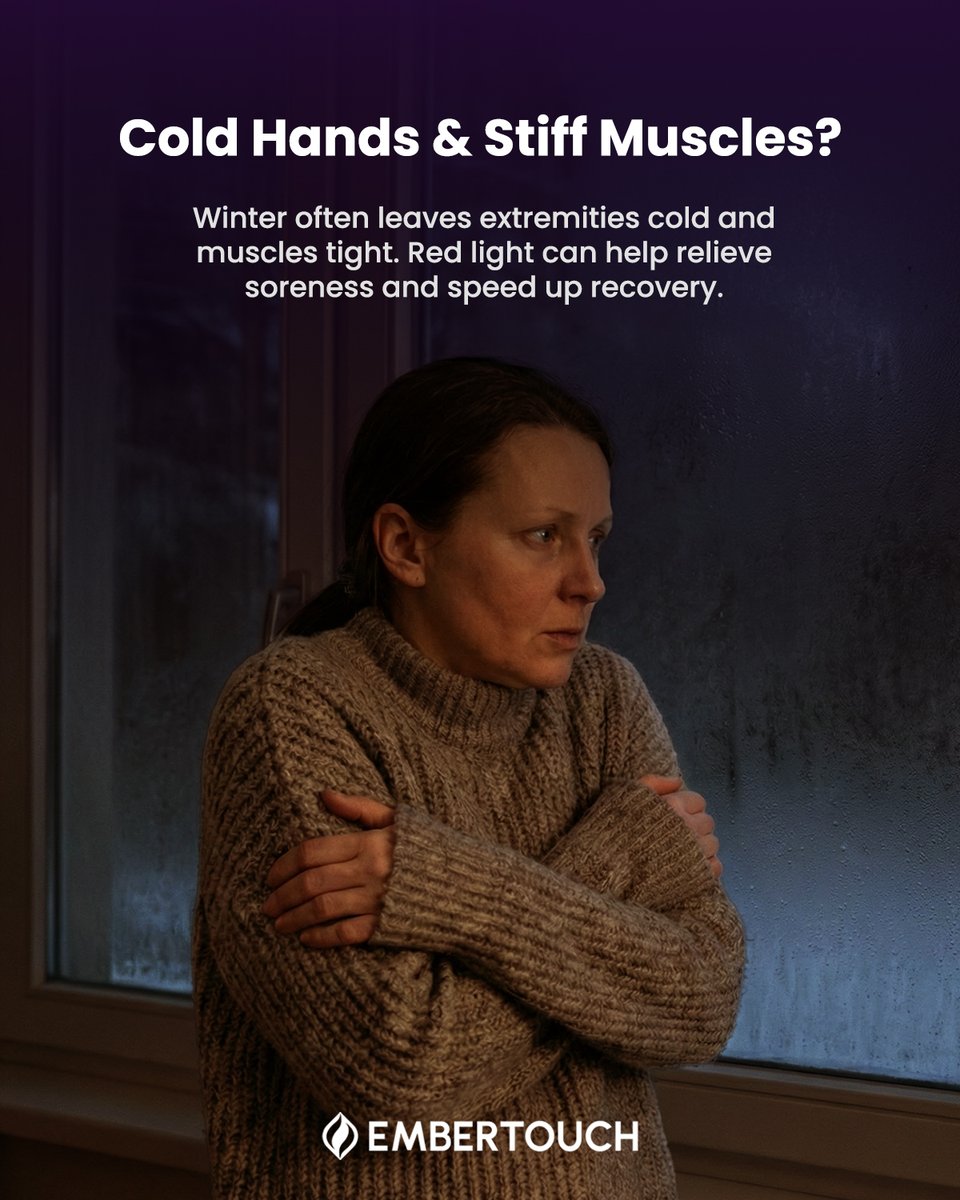 EmberTouch's tweet photo. Cold weather often means stiff body and tight muscles. 🔴 Red light therapy offers gentle support by helping stimulate local circulation — a simple addition to cold-season wellness. Post-work, post-workout, or winding down, 📷 Warmth for winter. Support for recovery. https://t.co/o0lvGcnsTs