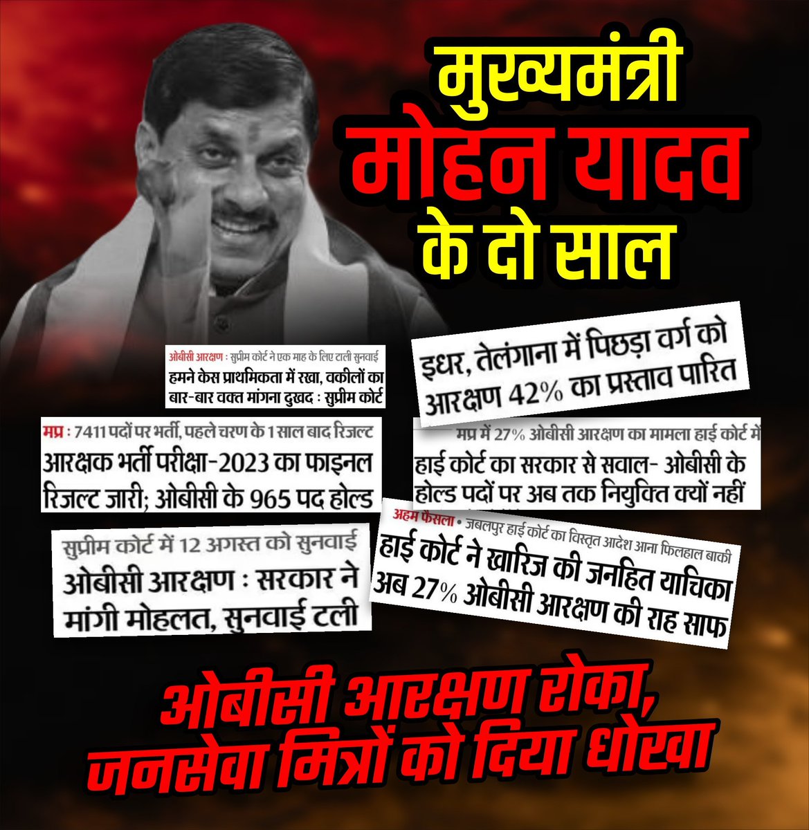 <a href="/CMMadhyaPradesh/">Chief Minister, MP</a> <a href="/AmitShah/">Amit Shah</a> <a href="/DrMohanYadav51/">Dr Mohan Yadav</a> <a href="/Industryminist1/">Industry Policy & Investment Promotion Department</a> ओ पर्ची वाले मुख्यमंत्री <a href="/ChouhanShivraj/">Shivraj Singh Chouhan</a> के किये वादे 9300 जनसेवा मित्रों के साथ नही निभाए धोका दिया तुमनें <a href="/OfficeofSSC/">Office of Shivraj</a> के लिए नए युवाओं के लिए , जनसेवा मित्रों के पेट पर लात मारी है तुमनें, याद रखना इस बार बंटा झार हो जाएगा <a href="/BJP4MP/">BJP Madhya Pradesh</a> का मध्यप्रदेश से