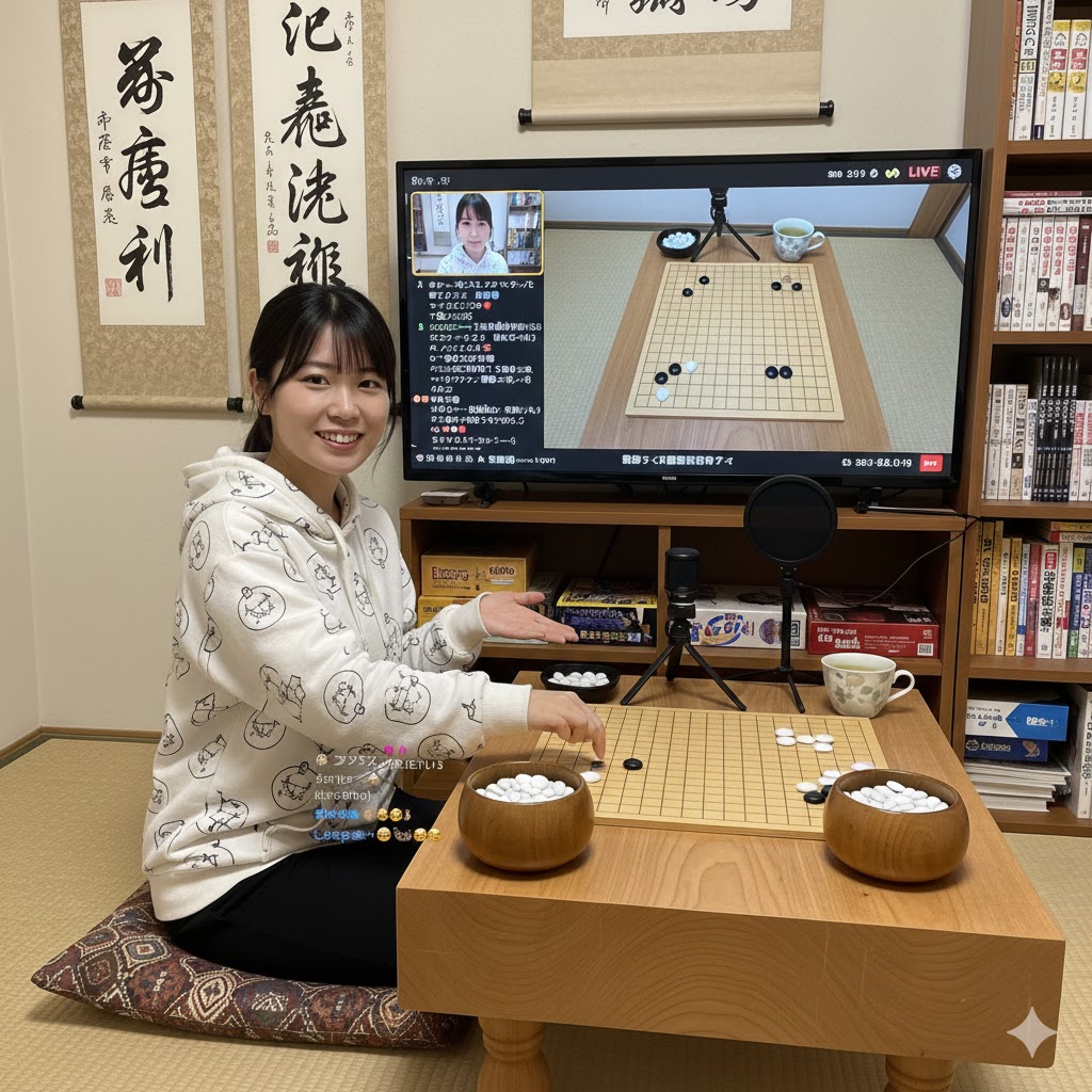 違和感はこんな感じ ①掛け軸 ②本の文字 ③配信画面と実際の配置 ④