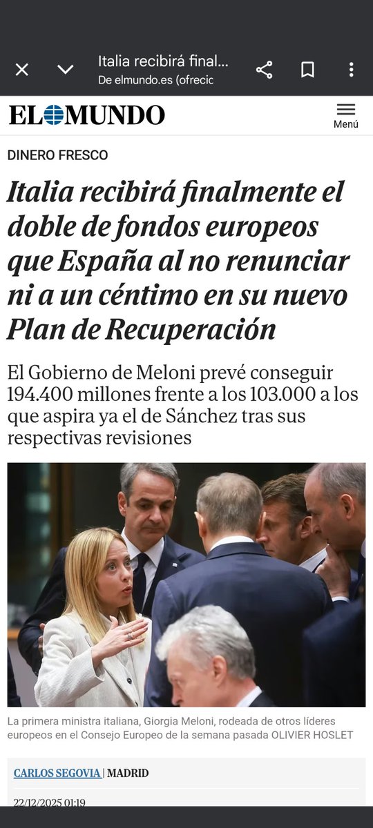 Periodismo es contar a la gente lo que le pasa a la gente. Y a la gente le pasa, entre otras cosas, que falsos periodistas le mienten. Hasta en Navidad. 

👇

Italia y España pidieron TODOS los fondos que eran transferencias, que no había que devolver. 

Pasados a la parte de