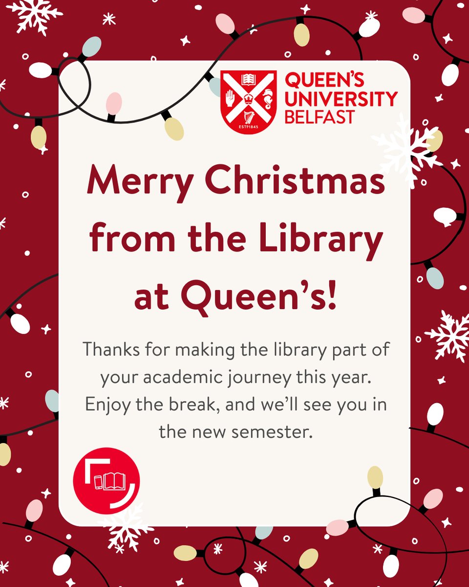 QUBLibrary's tweet photo. Merry Christmas 🎄🎅
#LoveQUBLibrary https://t.co/DiWFgglmUI