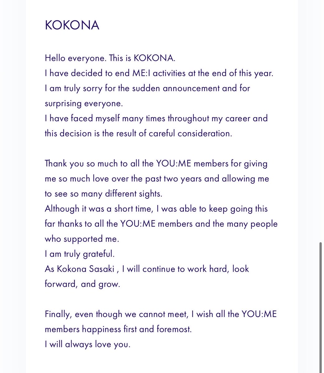 pd_jpn's tweet image. RAN, SHIZUKU, and KOKONA have left parting messages to the fandom after announcing their departure from ME:I

There is no message from COCORO as of posting.