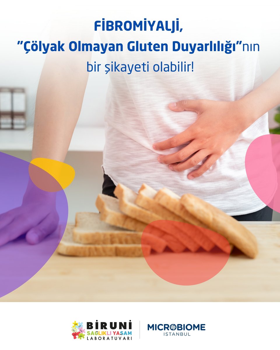 Gluten duyarlılığı teşhis edilen fibromiyalji hastalarında glutensiz diyet ve destek tedaviler, şikayetlerde azalma ve hayat kalitesinde artış sağlayabilir.
@birunilab #microbiomeistanbul #glutenduyarliligi #çölyak #gluten #fibromiyalji  #saglik #mikrobiyom #mikrobiyota