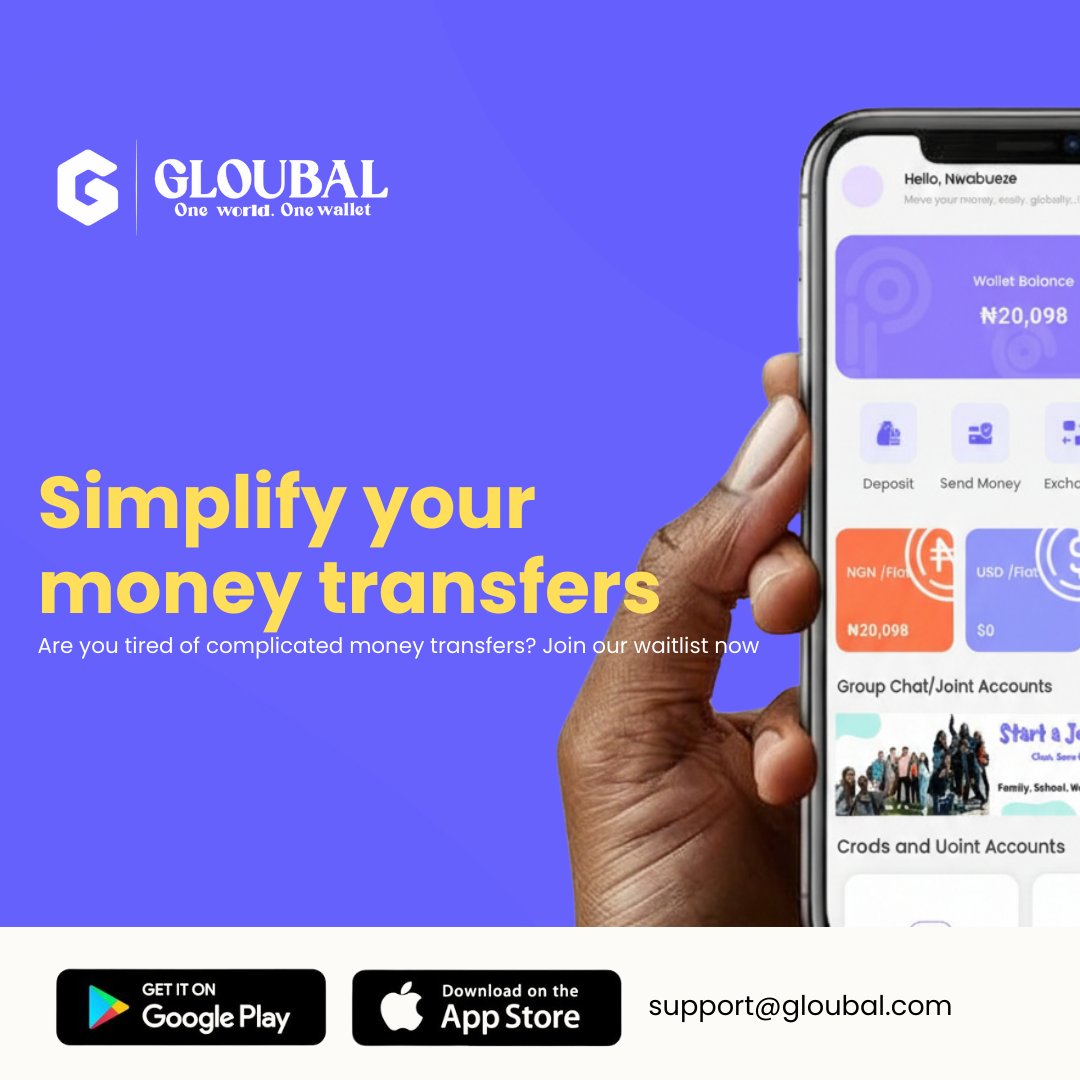 GloubalHQ's tweet image. Simplify your money transfers

Are you tired of complicated money transfers for group projects or family support? Gloubal is here to change the game! 🚀 Say goodbye to the stress and hello to seamless transactions. 
#Gloubal #MoneyMadeEasy #SeamlessTransfers