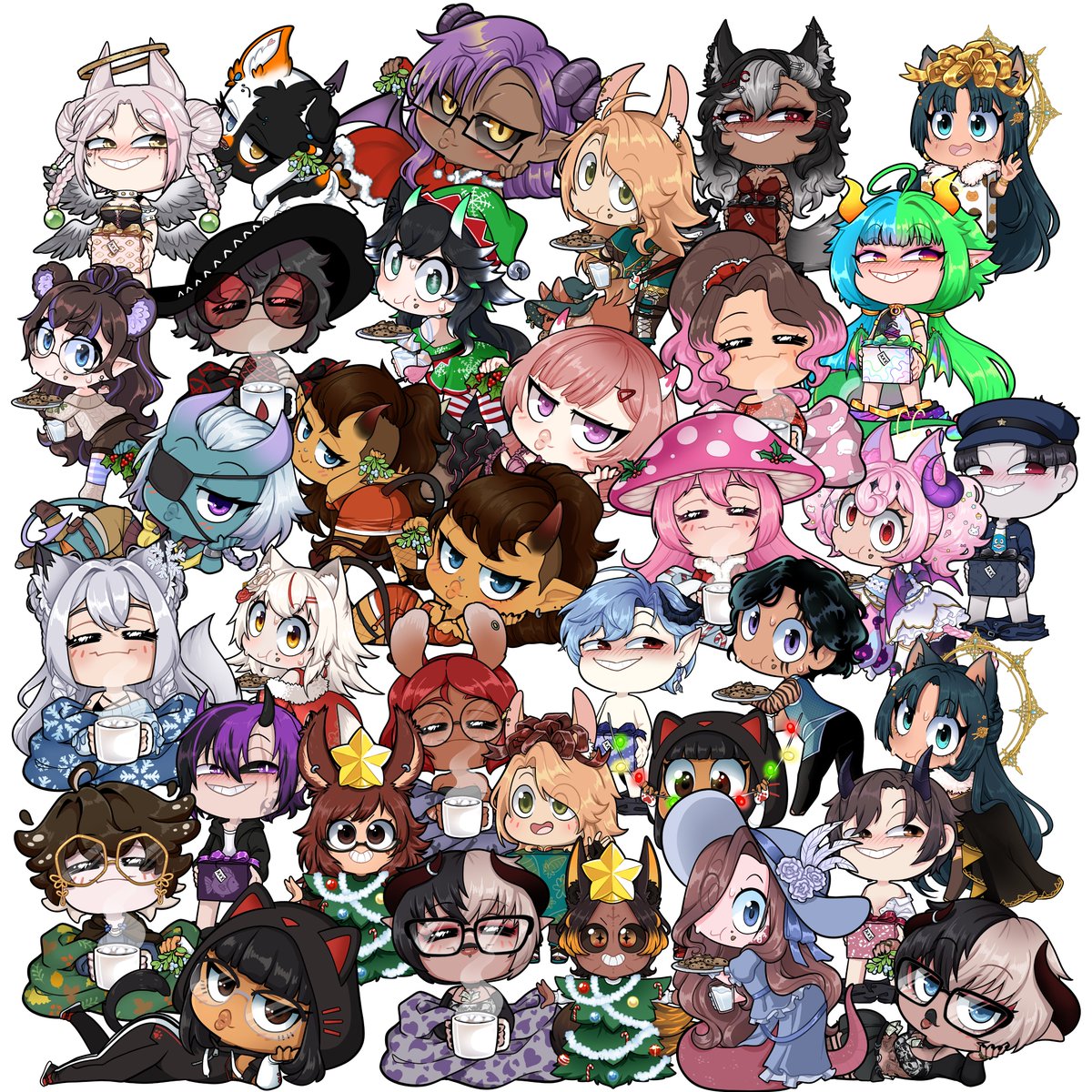Merry xmas! Here all the xmas chibs done this year! 
Hope you all have a great christmas time and get comfy nice socks to warm your tootsies~