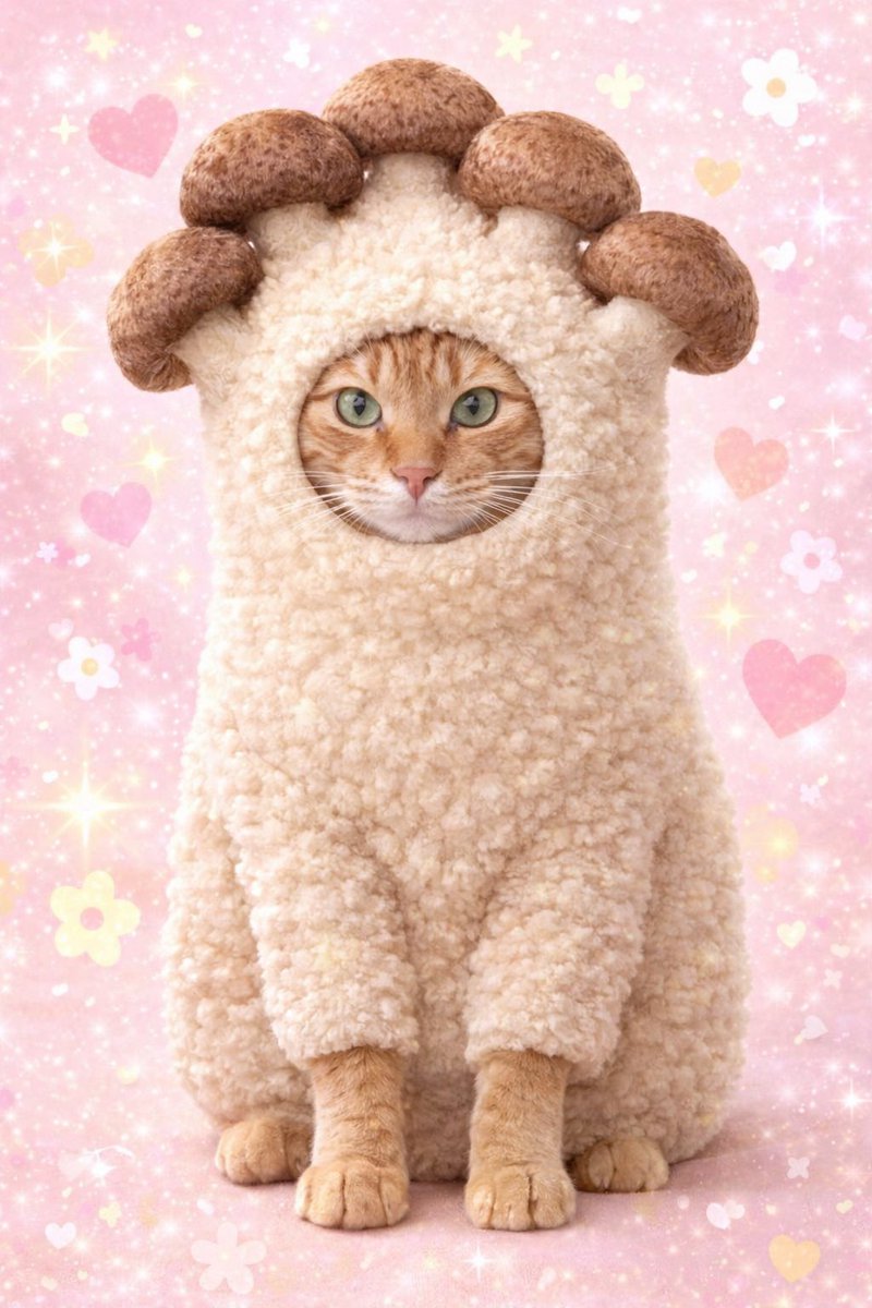 最近、猫をAIでキノコ化するのが流行っていて、色々可愛いのを作っていたけど、だんだん気持ち悪いwのも作りたくなってきた, image size:800x1200