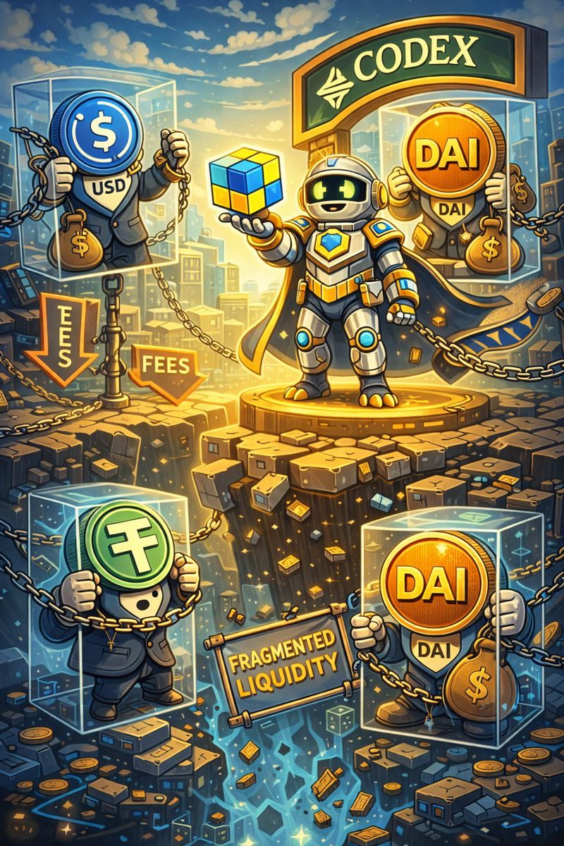 ale3o_novak's tweet photo. Fragmented liquidity keeps stablecoins locked apart.
Different issuers. Diferent rails.Same friction
Codex acts as the neutral layer aligning flows, reducing Fx chaos, and turning fragmentation into coordintion.
This is how onchain money scales globally.#CodexCartoon https://t.co/fUTJBRjR2h