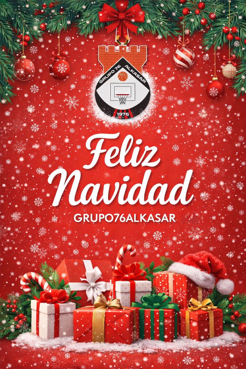 🎅Desde La Familia del Grupo76Alkasar os deseamos una Feliz Navidad y Felices Fiestas 🎄🎁 
Que en estos días el baloncesto no pare y os esperamos a todos en el Campus de Navidad ‼️

No os olvidéis de cambiar cromos, que los 5 primeros tienen premio. 

#todossomosgrupo