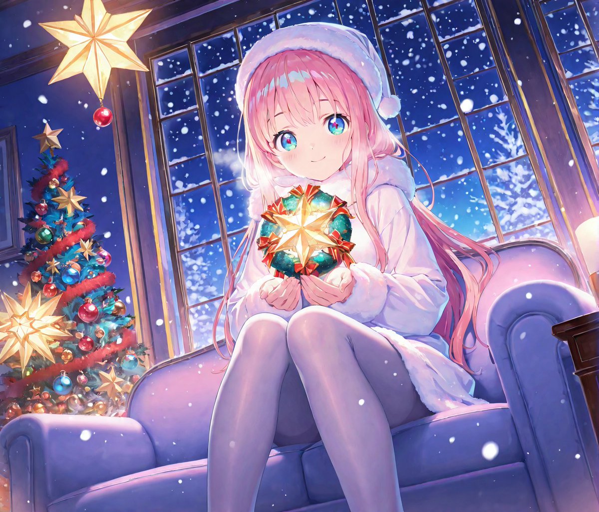 オレンジペコ ❀メリークリスマス❀リースオルゴナイト絵画 🎄#LineArtPastel メリークリスマス✨ 美しくて ロマンティックな夜だ