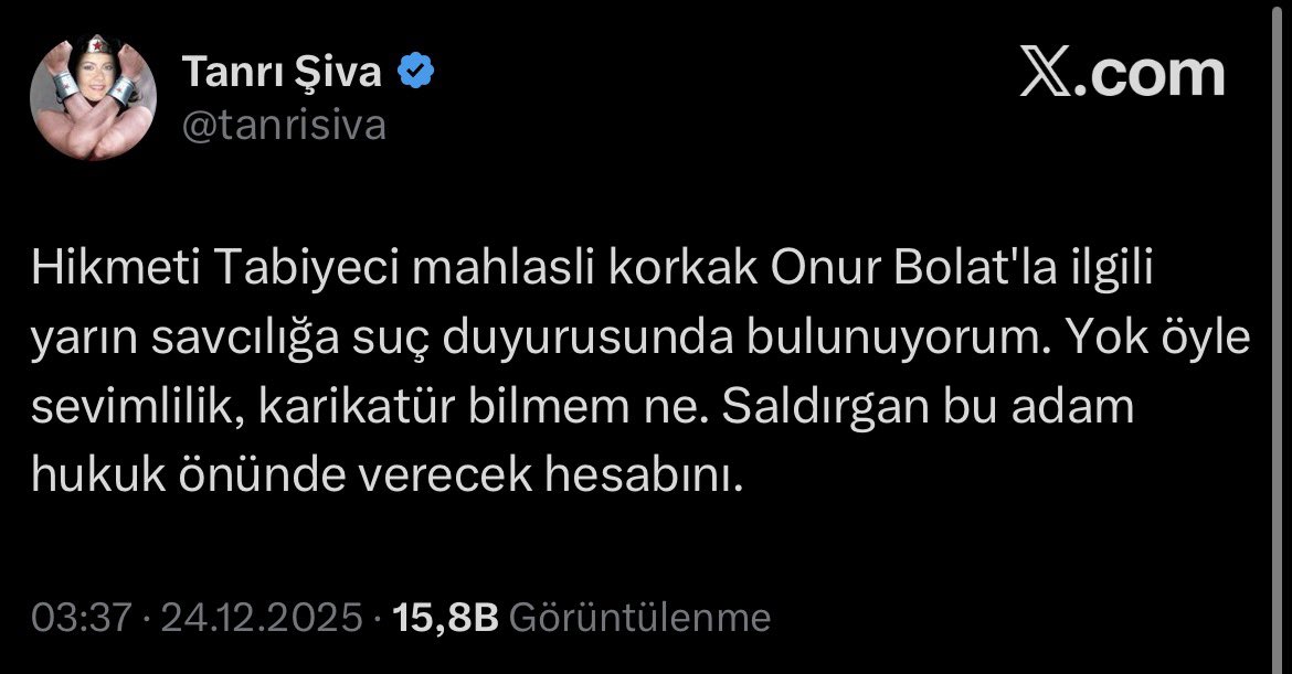 BU POST DOSTLARIMA:
Bahsettiği sevimli karikatürlerden: hayvan hakları, cumhuriyet çizimleri, kadın hakları ile ilgili olanlardan soruşturmam var. Hepsini sokağa yaptım tivitıra değil. Sadece deprem için yaptığım tüm dünyada konu olan resmim için bu ülkede çektiklerimi ben
