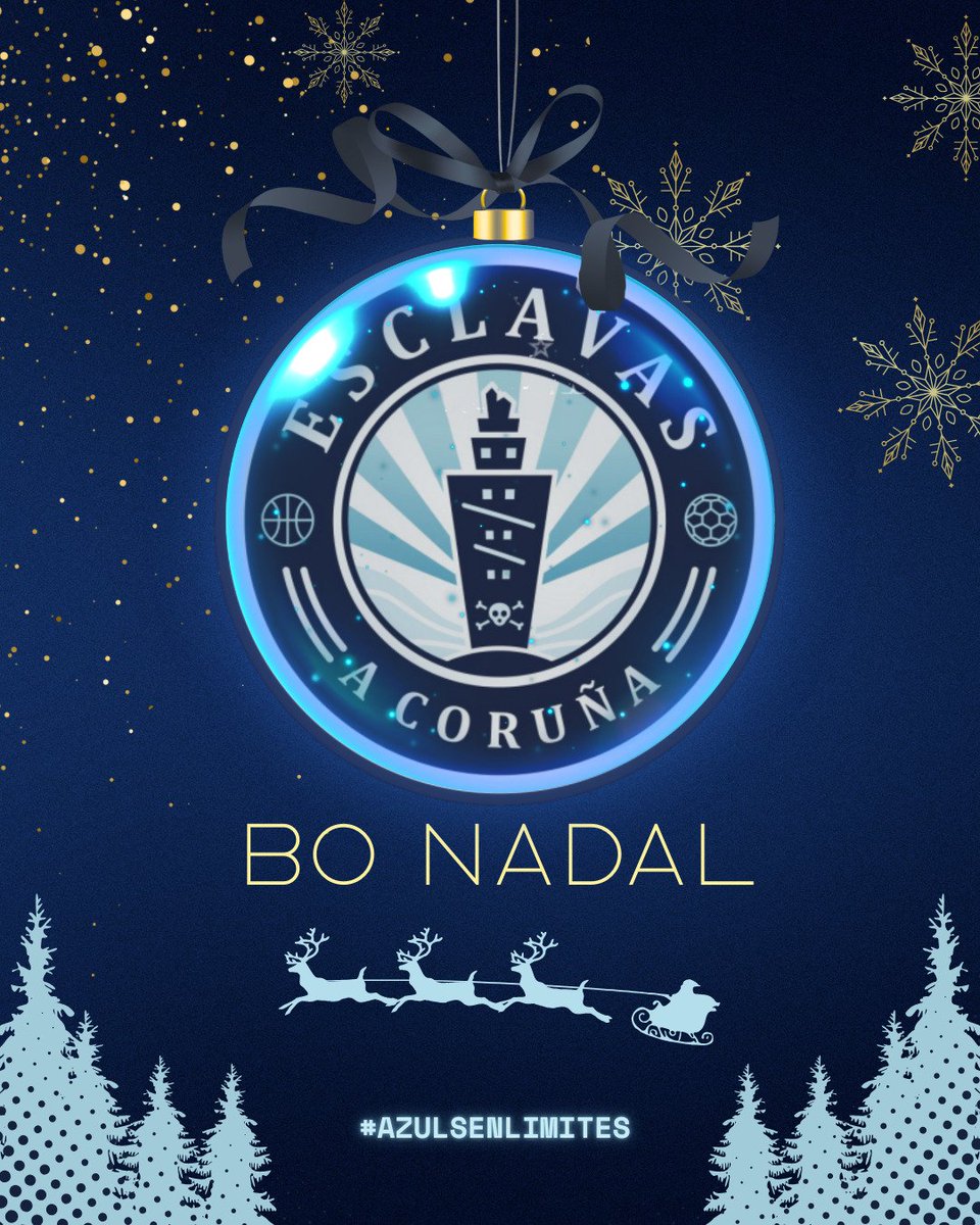 🎄Bo Nadal a toda a familia do Club Esclavas A Coruña🎄.

Continuamos medrando xunt@s, compartindo valores, ilusión e a paixón polo deporte que nos une cada día.

Grazas por formar parte desta gran familia. 💙🏀⚽🏓

#AzulSenlimites

<a href="/ConcelloCoruna/">Concello da Coruña</a> <a href="/FGB_Baloncesto/">FGB</a> <a href="/EsclavasAC/">Esclavas A Coruña - Feducaci</a>