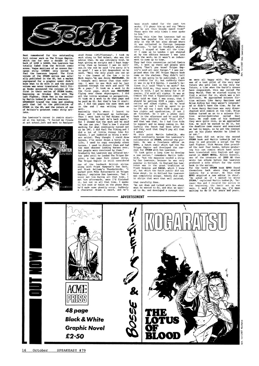 David_HPrice's tweet photo. SPEAKEASY #79 Editor: Cefn Ridout, Dick Hansom
Bambos Georgiou, Richard Ashford 1987.
Interviews with Pete Milligan, John Higgins, &amp; Don Lawrence. Plus, a lovely page of work from Brian Bolland.

A very Happy Christmas to everyone who follows the archive 

https://t.co/5satZMp1hb https://t.co/gRIYkZXA1e