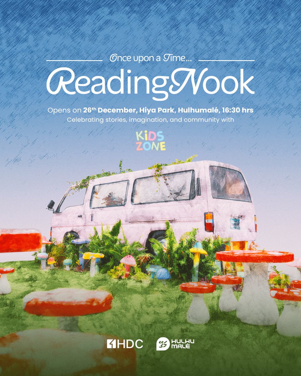 hdcmaldives's tweet photo. Bring your family and friends for a celebration of stories and togetherness at the new Reading Nook at Hiyaa Park. 

We can't wait to see you there!

#WithHDC
#MyHulhumalé https://t.co/pj5x2zqbyS