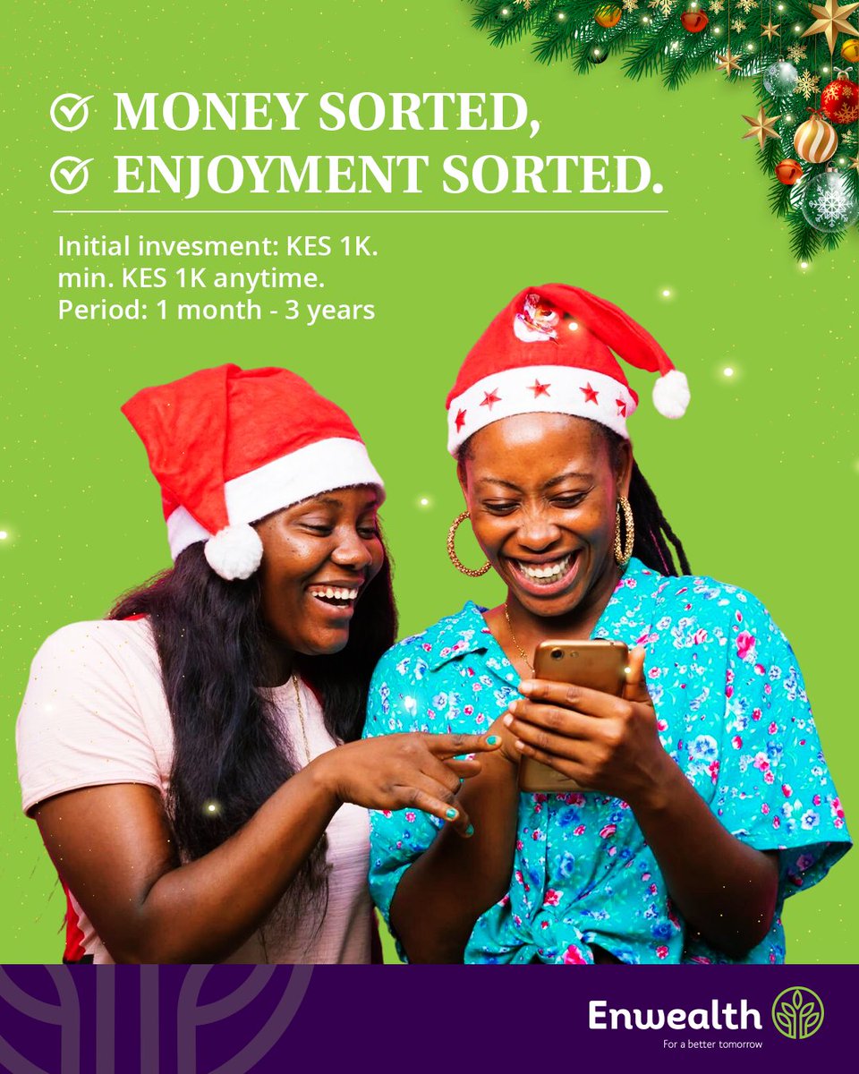EnwealthKenya's tweet photo. Enjoyment is when your money is working while you sleep, travel, or dance through the holidays.

Put 30% of your bonus in MMF and relax all season long. That calm feeling? Kutulia na Enwealth.

Explore now: https://t.co/t1uq6ZN3n6

#KutuliaNaEnwealth #EnwealthFS #Insurance https://t.co/SGNEHDEKeG
