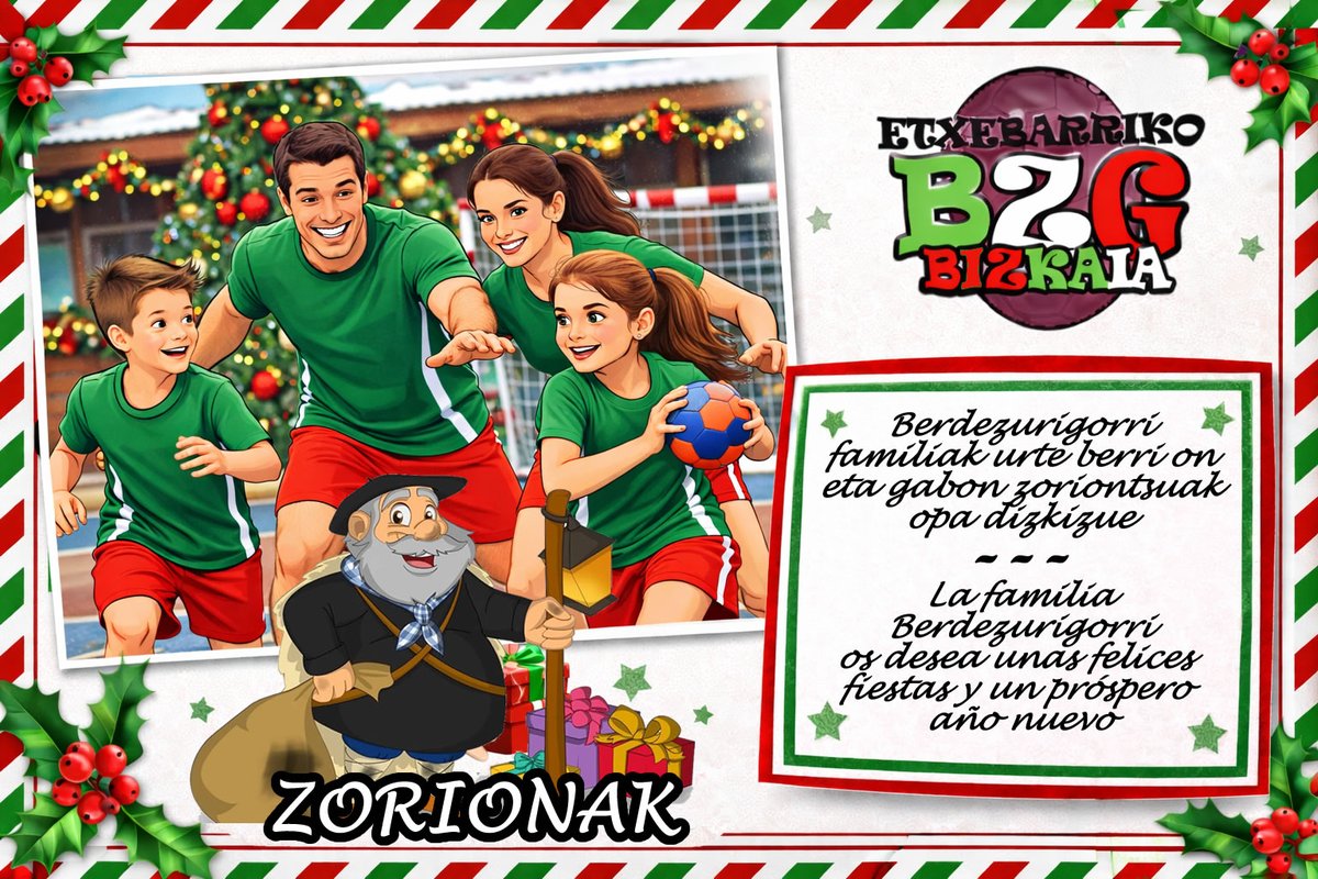Berdezurigorri familiak urte berri on eta gabon zoriontsuak opa dizkizue.☃️🎄🎅🏻🥳

La familia Berdezurigorri os desea unas felices fiestas y un próspero año nuevo.☃️🎄🎅🏻🥳

#eskubaloia #balonmano #berdezurigorritrakatra #taupadaberdea
<a href="/fvbm/">fvbm/bef</a> <a href="/IgeElkar/">AMPA ELKAR IGE KUKULLAGA</a> @EEF_FVascaBM <a href="/EtxebarriBizi/">Etxebarri Bizi</a>