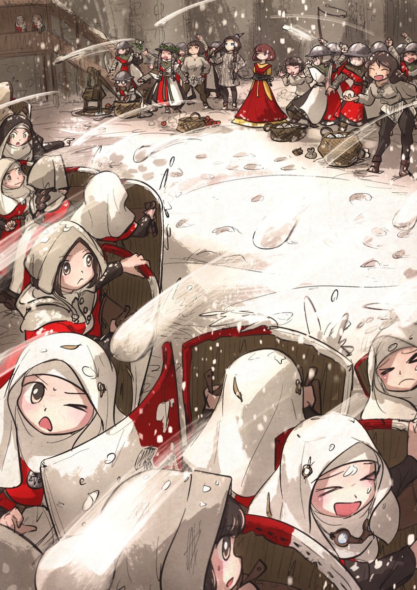 IronlilyS's tweet image. 🎄Merry Christmas!🎄
It was known as a time of sanctioned chaos in Medieval times. And during the time, there's a role-playing game among Ordo Mediare sisters.

The armed sisters and logistic sisters are separated roles. On this day, logistic sisters would take up shields and…