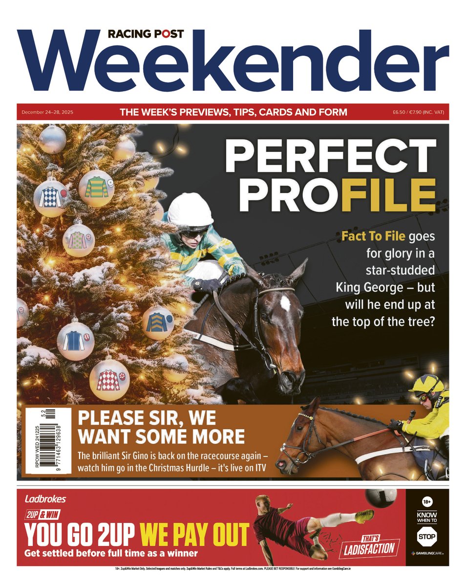 RPWeekender's tweet image. Inside the @RPWeekender Christmas special.... 🎄 🗞️

🎅 Top tips for a feast of festive racing
🗣️ Georgia Cox interviews William Buick 
✏️ Kevin Morley with the best bet for every Boxing Day meeting 
👀 Views from the training centres
PLUS so much more....

GRAB YOUR COPY NOW!