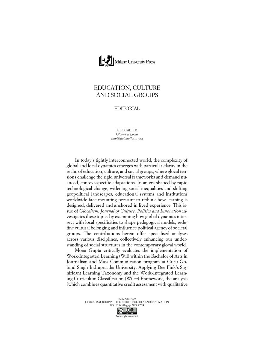 Christmas news! 📢 The new issue of Glocalism, No. 2 (2025), EDUCATION, CULTURE, AND SOCIAL GROUPS, is online on our website! You can read it here 👇🏼riviste.unimi.it/index.php/gloc… <a href="/davidecadeddu/">Davide Cadeddu</a> <a href="/Milano_UP/">Milano University Press</a>