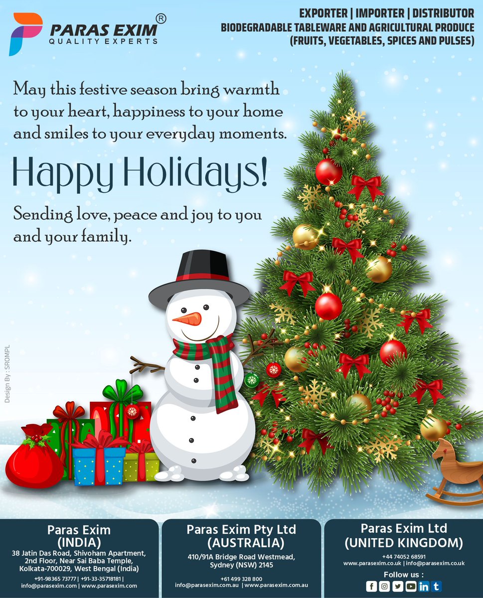 parasexim's tweet photo. Warmest wishes for a joyful and blessed holiday season. Merry Christmas.
#Christmas2025 #parasexim #paraseximptyltd #leafonyourtable #gogreen #ecofriendly #bioplates #disposableplates #bethechange #exportimport #indianexporters #exportquality #biodegradableproducts #arecapalm https://t.co/jVXreCWSn9