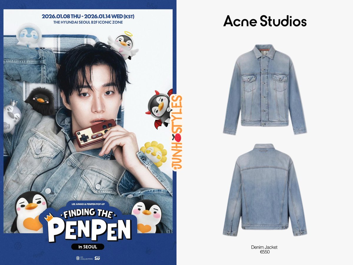junhostyles_'s tweet photo. 251223 @dlwnsghek LEE JUNHO &amp; PENPEN POP-UP
'FINDING THE PENPEN’

Acne Studios: Denim Jacket, €550

#이준호 #준호 #leejunho #junho #ジュノ #李俊昊 #junhostyle #leejunhostyle https://t.co/WVKLFq8ZII