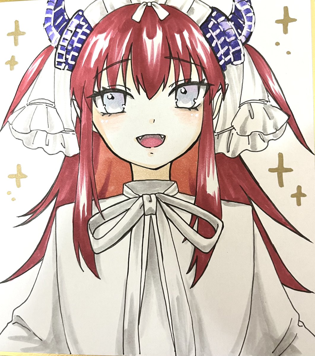 elizabeth_bathory_(fate) 「色紙小 終わりのエリザベート 色塗り終わりました。 ここのところ色紙をかけてない」|ほたる🎀のイラスト