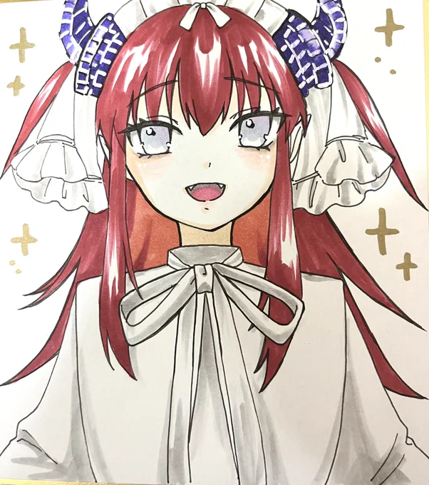 色紙小 終わりのエリザベート 色塗り終わりました。 ここのところ色紙をかけてないけどあと数枚は追加したい気持ち。