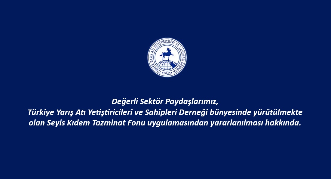 TYAYSD's tweet photo. Değerli Sektör Paydaşlarımız,
Türkiye Yarış Atı Yetiştiricileri ve Sahipleri Derneği bünyesinde yürütülmekte olan " Seyis Kıdem Tazminat Fonu " uygulamasından yararlanılması hakkında.

https://t.co/4MeYklyMMO https://t.co/3HWOP87Ihg