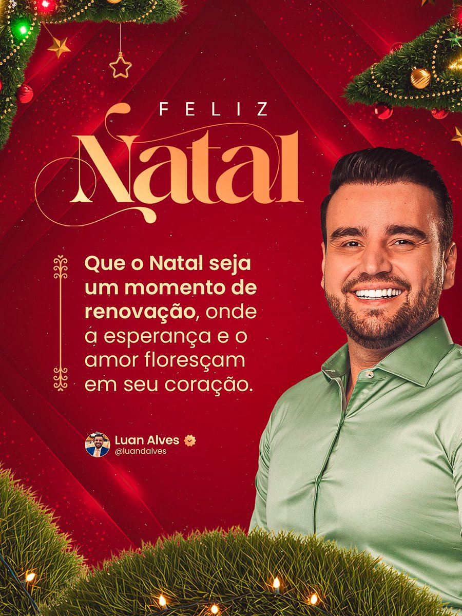 luanalvesgo's tweet photo. Desejo a todos boas festas com muita alegria e amor. Natal é tempo de celebrar o nascimento de Jesus. É tempo de renovação da esperança por união e paz entre todos. Eu e minha família te desejamos boas festas! 🎄🎅🏻 https://t.co/AFtimJVKa8