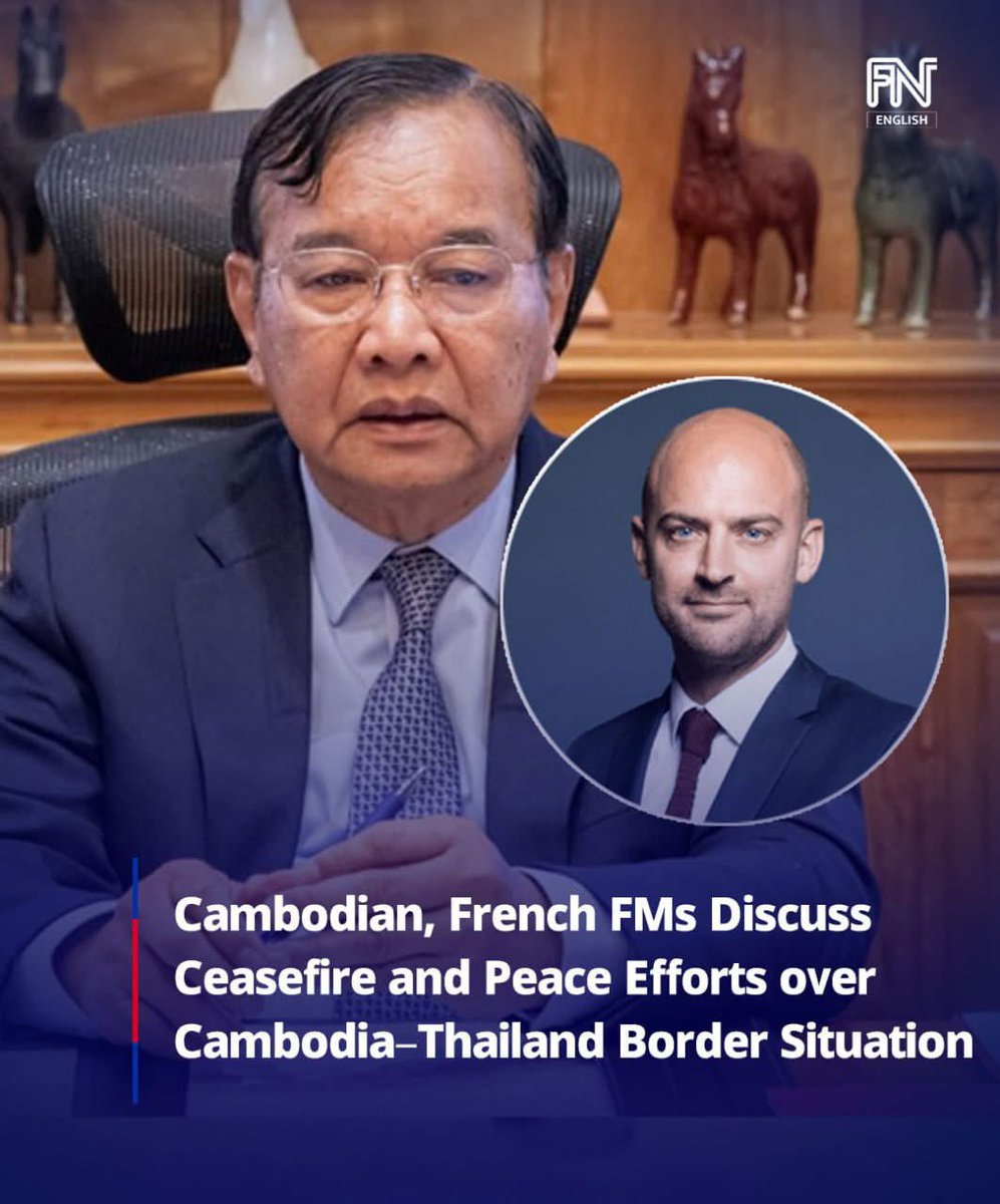 On the afternoon of 23 December 2025, Cambodian Foreign Minister Prak Sokhonn held a telephone call with Jean-Noël Barrot, Minister for Europe and Foreign Affairs of the French Republic.

During the call, Minister Prak Sokhonn expressed Cambodia’s appreciation for France’s