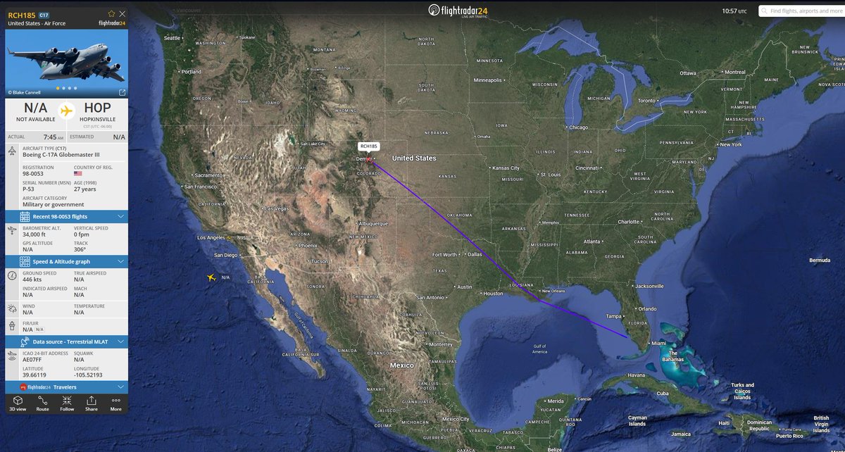 AirAssets's tweet photo. RCH185 From Aguadilla Rafael Hernandez to Joint Base Lewis McChord in Washington State. 62nd AW 446th AW
#TJRV #KTCM #RCH185 https://t.co/V0yl06Pcpi