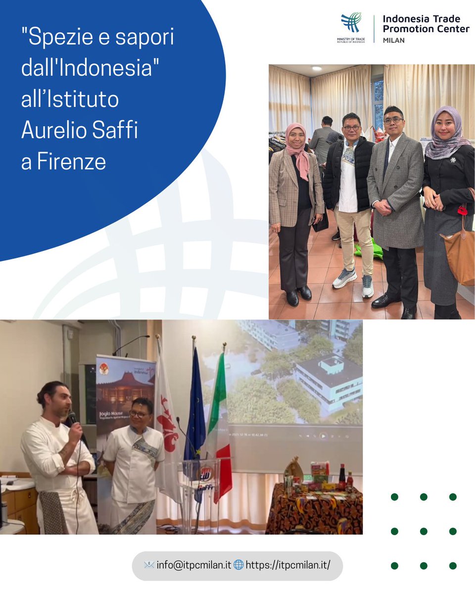 ITPCMilan's tweet photo. In occasione del  75° anniversario delle relazioni diplomatiche tra Italia e Indonesia, il 16 dicembre 2025 si è tenuto un pranzo a tema "Spezie e sapori dall'Indonesia" presso l'Istituto Aurelio Saffi di Firenze. 

#itpcmilan #indonesiainitalia #spezie #piattiindonesiani https://t.co/Dh44QawqcF