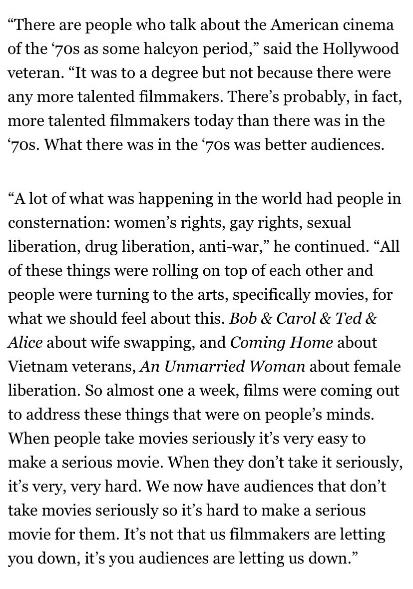 ATRightMovies's tweet image. Taxi Driver writer Paul Schrader talks about the recent decline of movies.