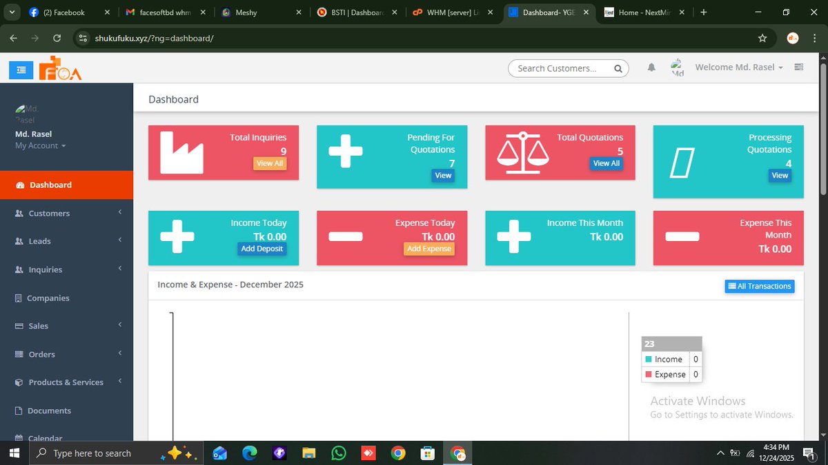 fnabd007's tweet photo. International-Standard CRM Software
## Powerful Feature Design &amp; Module Architecture
---
## 📷 **Dashboard (Smart Control Center)**
* Real-time KPIs (Sales, Invoices, Payments, Leads)
* Monthly Income vs Expense analytics

Contact for Live Demo: 01712-622555 https://t.co/uFPyhk9x0r
