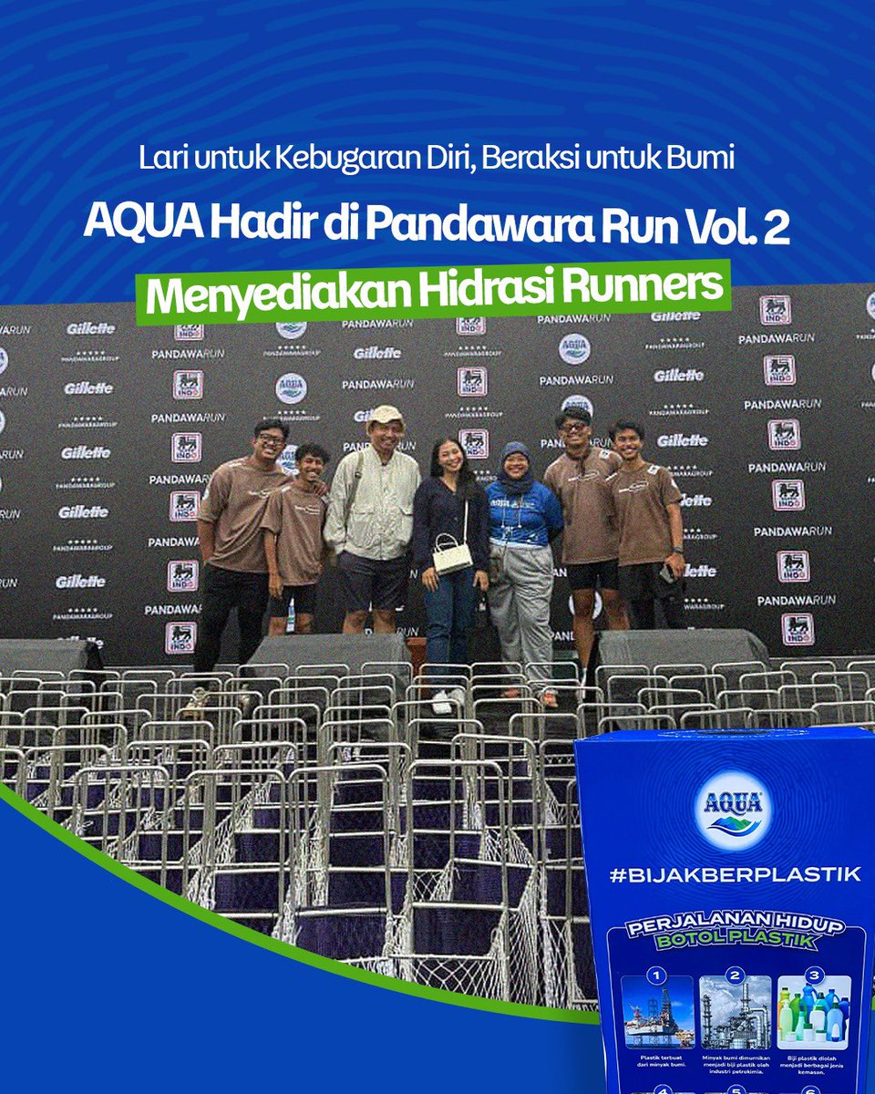 aqua_lestari's tweet photo. AQUA hadir di Pandawara Run Vol. 2 untuk hidrasi para pejuang bumi! 

Sebagai bentuk nyata dukungan AQUA untuk gaya hidup sehat dan lingkungan, kami hadir mengawal langkah para runners di 3 titik Water Station. Tersedia AQUA galon dengan 1.000 paper cup ramah lingkungan https://t.co/4e4ookISmi