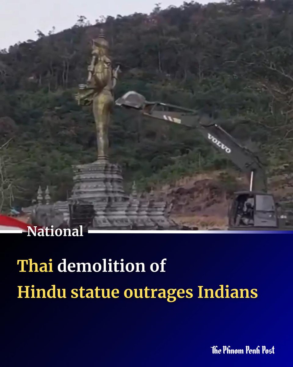 phnompenhpost's tweet image. The destruction of a statue of a Hindu deity by the Thai military has angered many people from the Hindu-majority India. Among them is former MP Vijayasai Reddy, who could not remain calm.

Full story: phnompenhpost.com/national/thai-…