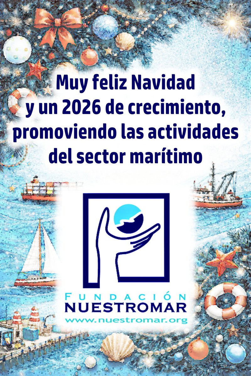 Nuestromar's tweet photo. Muy feliz Navidad y un 2026 de crecimiento, promoviendo las actividades del sector marítimo, les desea Fundación NuestroMar: . 

Source https://t.co/aiOy4A5jvW #Destacadas https://t.co/lGp4K2NJUK