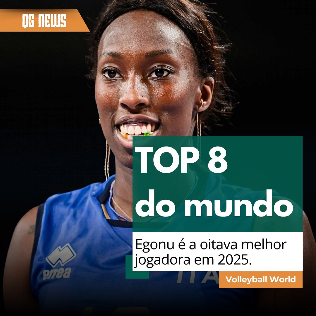 QGdoVolei's tweet photo. 🌍 Melhores do mundo

Pelo segundo ano consecutivo, a Volleyball World está montando uma lista com as dez melhores jogadoras do mundo.

Em 2025, a oposta italiana Egonu foi a oitava melhor jogadora 👏

Essa lista é elaborada pela equipe de social media da Volleyball World. https://t.co/f78wAK3kxQ