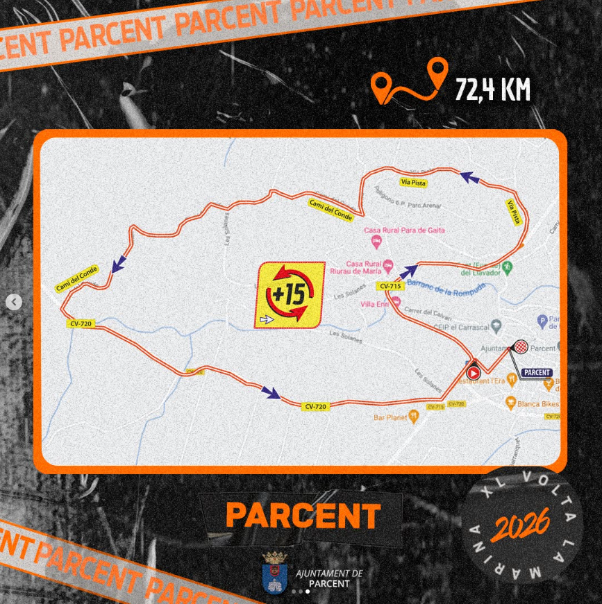 🏁🚴‍♂️ ¡ETAPA 3: PARCENT! La XL #VoltaLaMarina2026 entra en su tramo interior 🌄

📅 1 de febrero | 72,4 km de pura exigencia
⚡ 3 metas volantes + 🔄 circuito de 15 vueltas
💥 Ritmo trepidante, estrategia clave y calles que vibran como un estadio

¿Quién dominará Parcent? 🏆