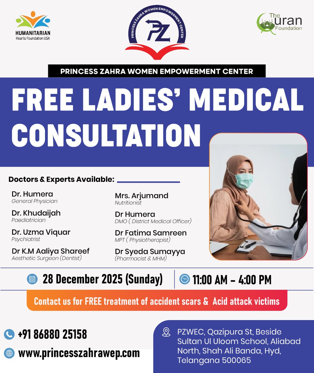 PZCWEP's tweet photo. PRINCESS ZAHRA WOMEN EMPOWERMENT CENTRE
(Centre for Women’s Growth and Empowerment)
FREE COMPUTER COURSE &amp; PRE-PRIMARY TEACHER TRAINING
INSTRUCTOR TRAINING COURSE for Sisters of all Ages
Get free consultations from top doctors including GP, Pediatrician, Psychiatrist, Dentist .. https://t.co/vozH95gipQ