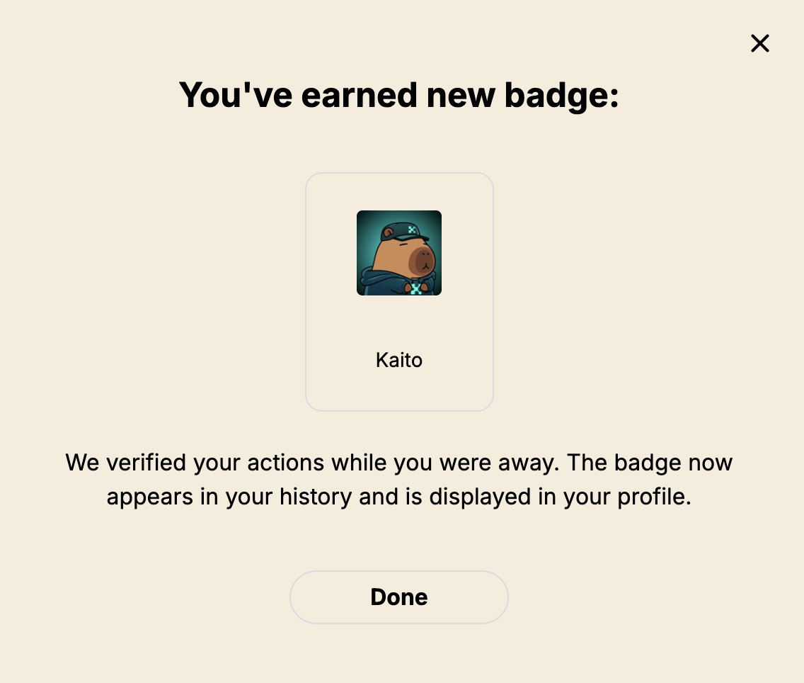 SourabhStephen's tweet photo. New @moonbirds badge in partnership with @KaitoAI 

Eligibility criteria is not announced but according to my kaito profile that i went eligible, criteria must be -
- Yaps holder
- 'Proof of pledge' badge holder
- $KAITO staker

Check your connected kaito EVM wallet : https://t.co/5KKPMBAcJR

NOTE : No SBT mint this time for kaito.

$BIRB is coming in Q1.

Bullish.