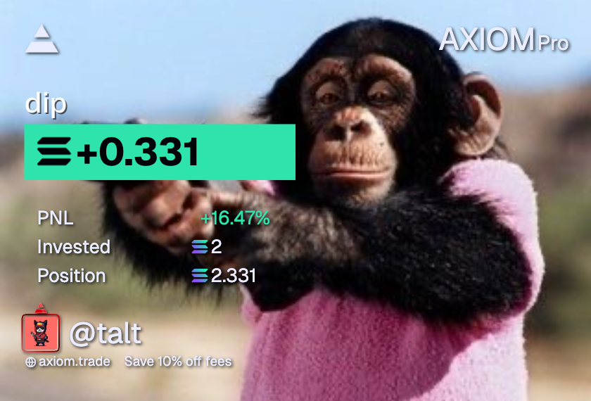 TalTCrypto's tweet image. 🚨 $dip IS MOVING, Y'ALL! 🚀

THIS IS NOT A DRILL! If you wanna ride the chaos, now's the time to get in before it's too late.

💰 LFG, DON'T MISS OUT!

👉 👉 axiom.trade/@talt
CA: GNJWrt8qvdNxSVHS3eVGUWB1HXbZ1fhEvpC5NCt7pump

#MEMEcoin #CryptoTraders #ToTheMoon 🌕