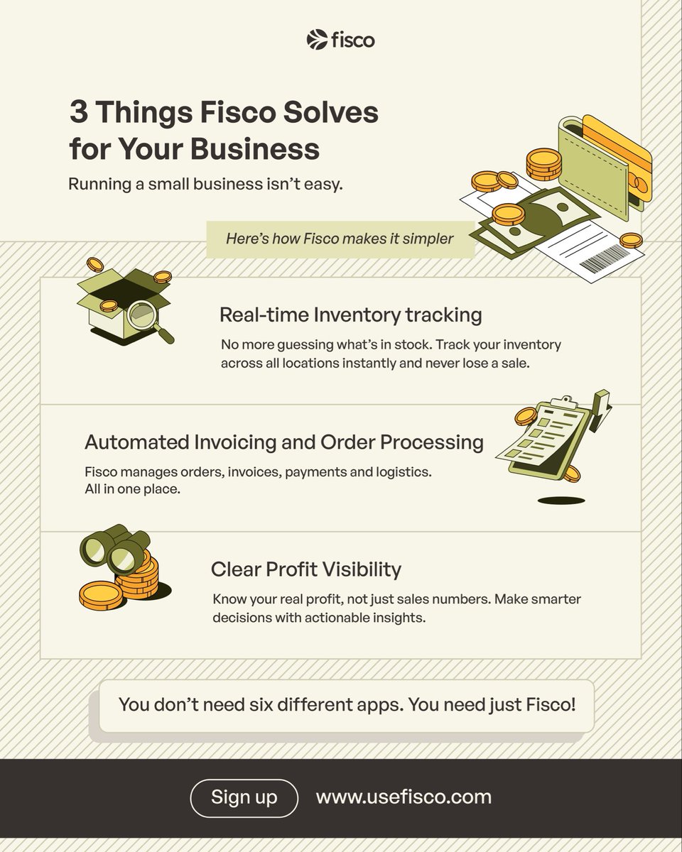 As we wrap up 2025, get ready to improve your business operations and work smarter in 2026 with Fisco.

With Fisco, everything is simpler.
Fisco brings your business together in one clean, easy platform , your inventory, invoicing, and profits, all in one place.