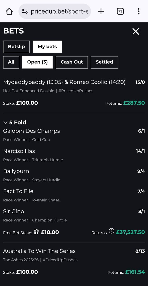 racingblogger's tweet photo. 🚨 I've had a £100 on ROMEO COOLIO and MYDADDYPADDY at 15-8 to return £287.50 on Boxing Day.

What stops this @PricedUpBet boost winning people? 

🔥 It looks absolutely indestructible! https://t.co/yTIt6GAmlm