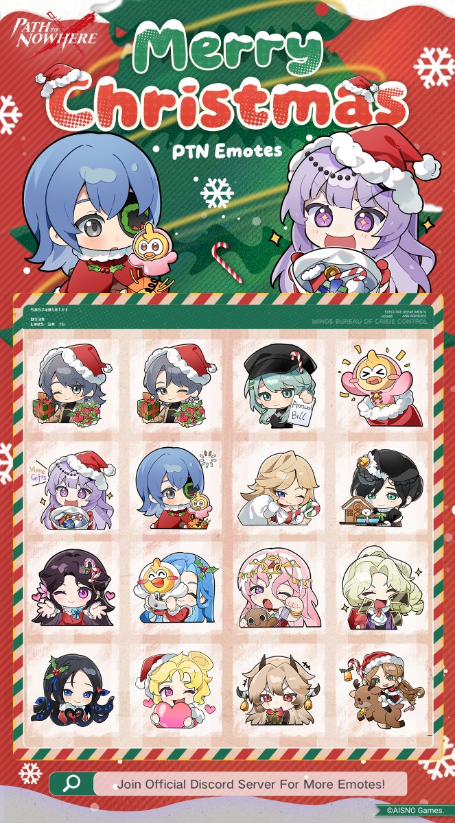 PathtoNowhereEN's tweet image. ■ Christmas Emotes!

The bells of Christmas are ringing, and Santa is already on his way!
Wishing all Chiefs a warm and joyful holiday season! May love and happiness stay with you always.

Here's the link to the new emotes:
bit.ly/PTNXmas

Join the official Discord…