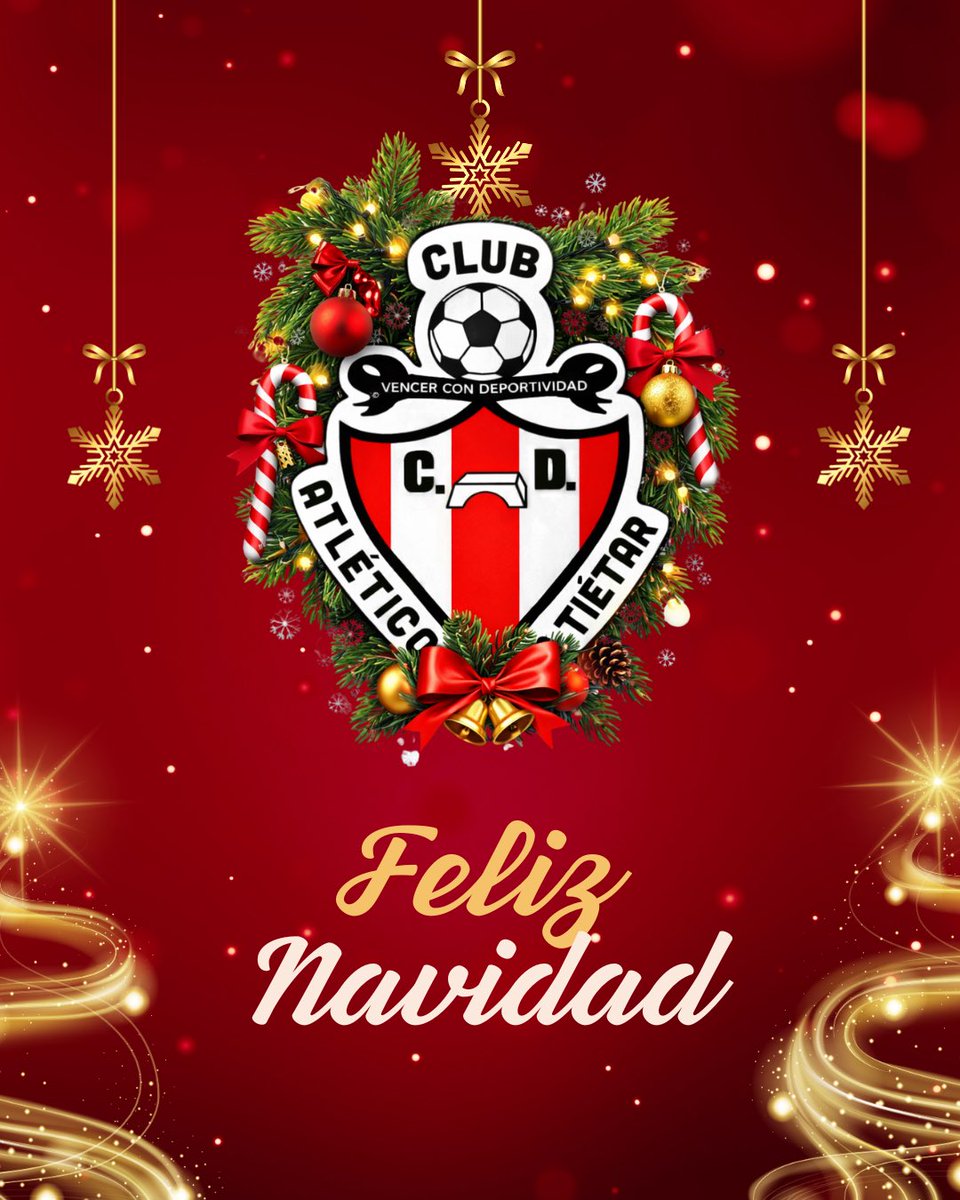 🎄 Desde el <a href="/ClubTietar/">Club Deportivo Atlético Tiétar⚽🔴⚫️</a> queremos desear una Feliz Navidad a todos nuestros aficionados y patrocinadores.

✨ Que estas fiestas estén llenas de ilusión, alegría y buena compañía.

❤️ Gracias por vuestro apoyo incondicional; sois el verdadero motor y el alma de este equipo.