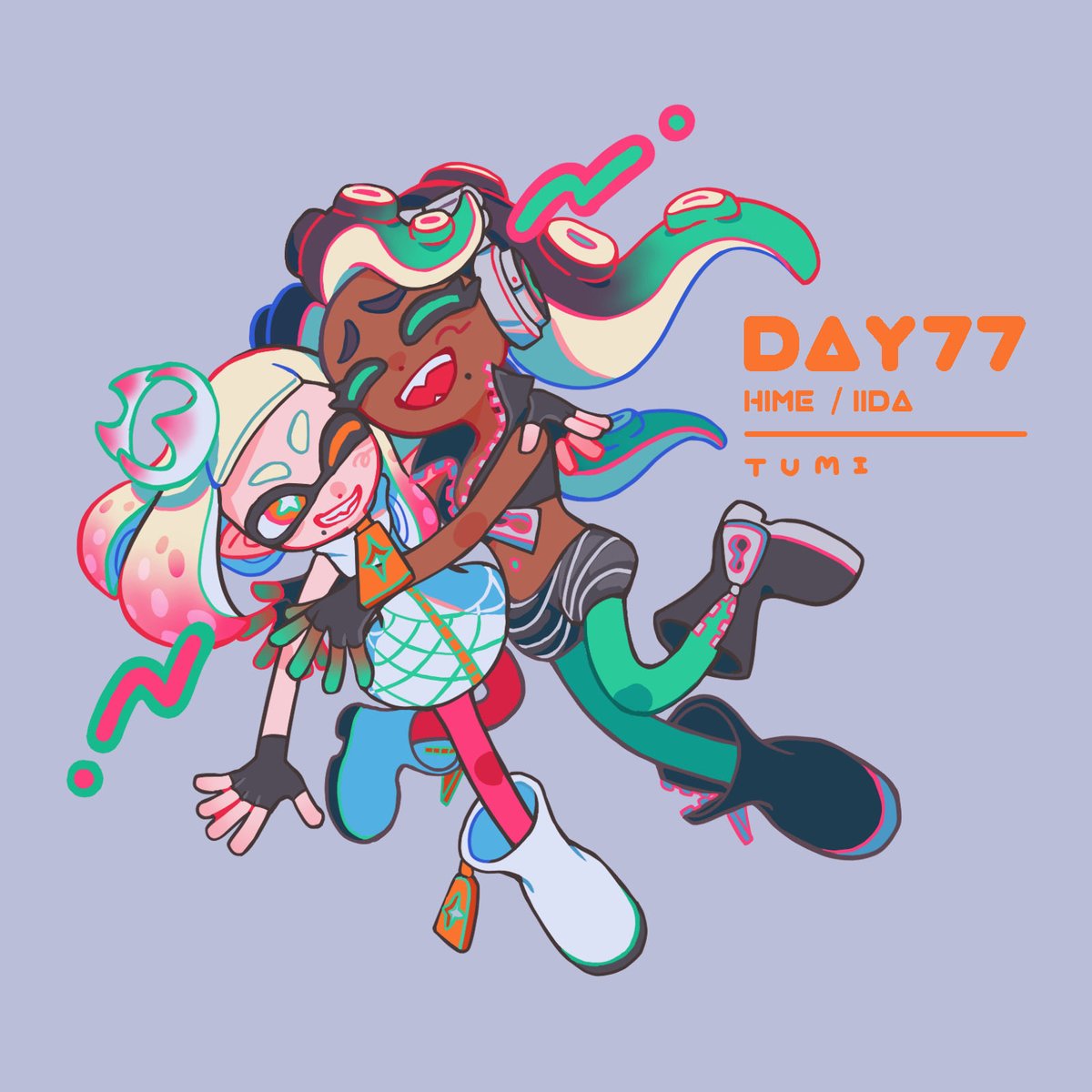 JEP5e's tweet image. Day77.ヒメ➕イイダ
 #Splatoon  #splatoonart  #100日チャレンジ