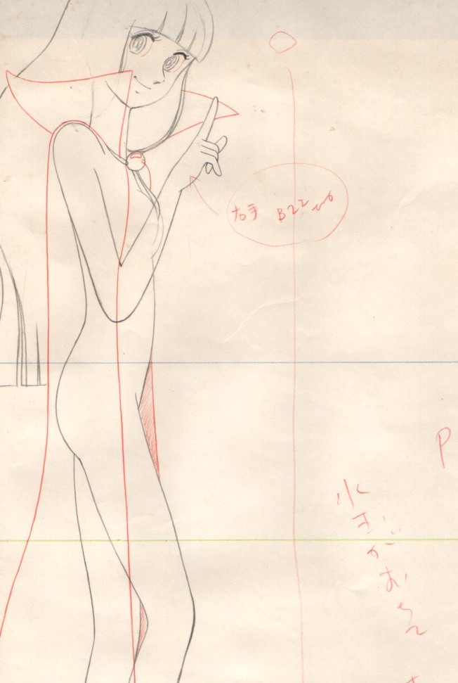 とりまエンディングラストカットの大判原画が丸めたポスター筒からハケーン！用紙が外周パリパリで破れもあってもう長くは保たないかもね。スキャナが小さいのでメイン部分だけになってますが頭頂部から足先まで描かれてます。シコイかな？😅