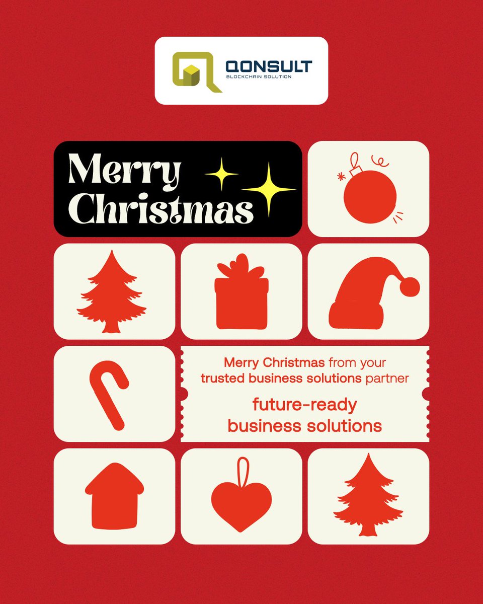 Merry Christmas ✨

This season, we celebrate trust, transparency, and innovation.

Thank you for partnering with us to build secure, scalable, and future ready blockchain solutions.

Warm festive wishes from Qonsult Blockchain Solution.

#MerryChristmas #Blockchain #Web3