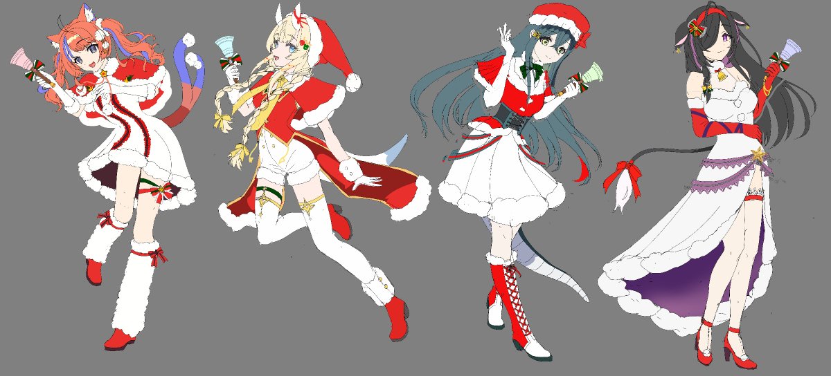 uren_mito's tweet photo. よいゆめの皆様のクリスマス衣装FAの、アイデアスケッチとラフ画を置いておきます。 https://t.co/Zhv8voi2RK