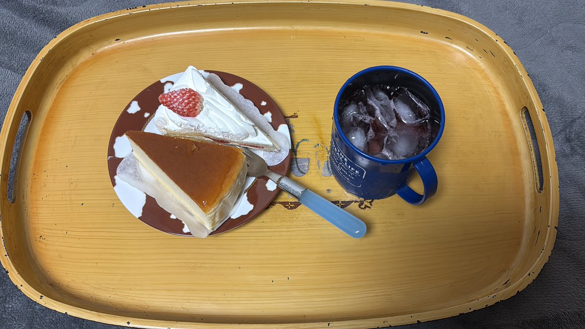 PSO2LOV45's tweet image. 不審者のデザート(´□-□)
今回はチーズケーキもSETザマス